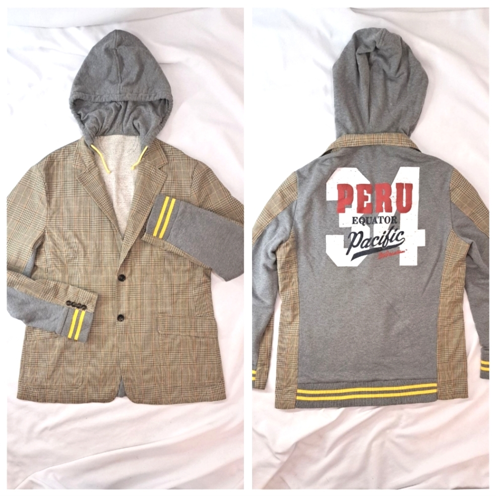 Men's DOLCE & GABBANA Vintage Rare Plaid Peru Equator Pacific 34 Hoodie Jacket